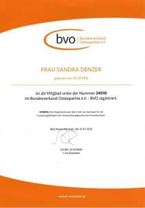 Mitgliedsbescheinigung BVO
