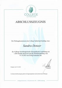 Abschlusszeugnis Sutherland